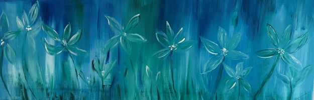 Hobbyschilderijen -Bloemen in blauw