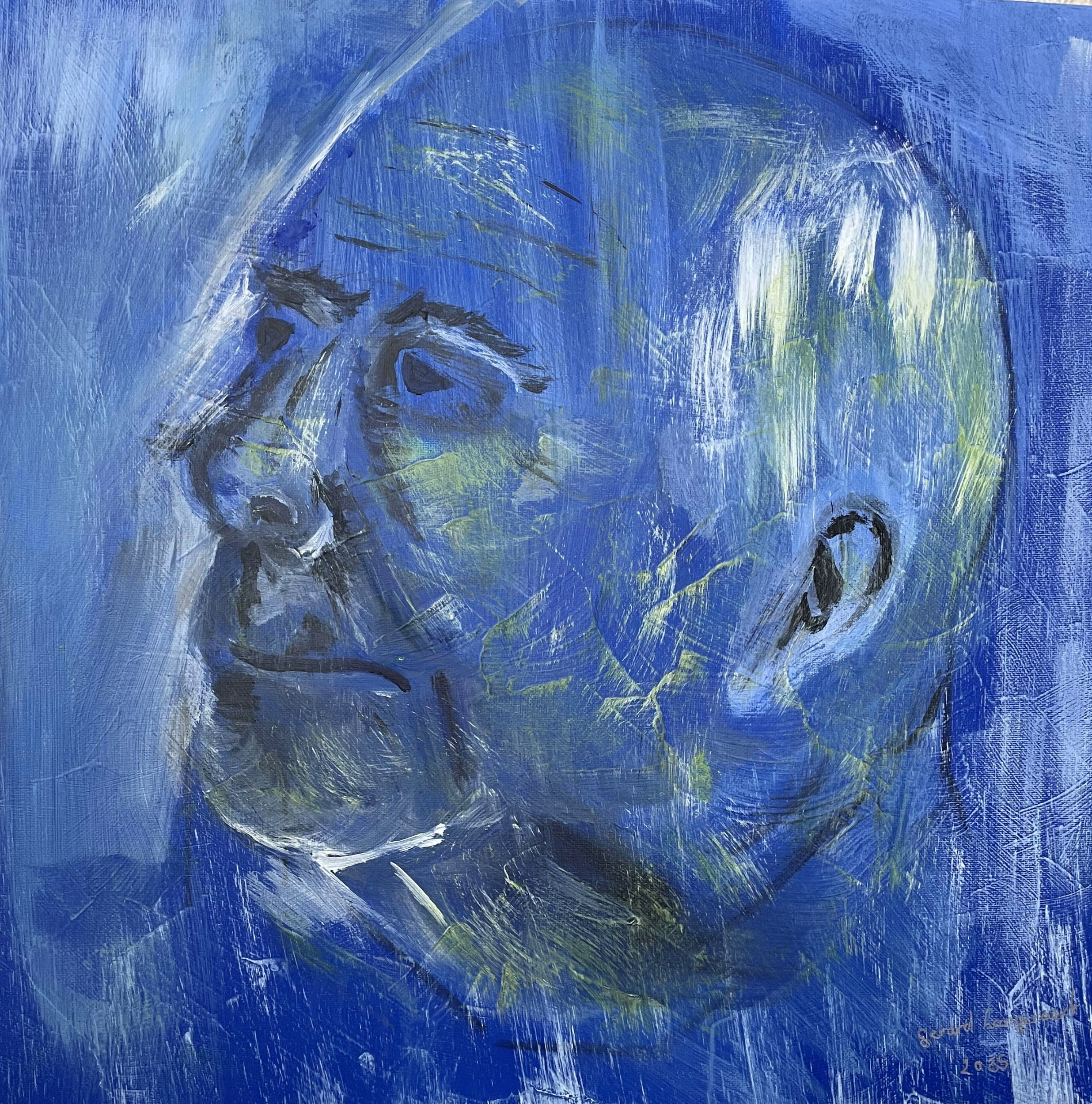 Hobbyschilderijen -zelfporttret in blauw